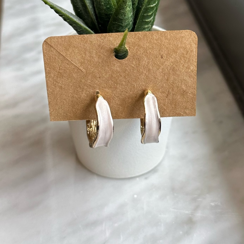 Cream White Hoop Earrings